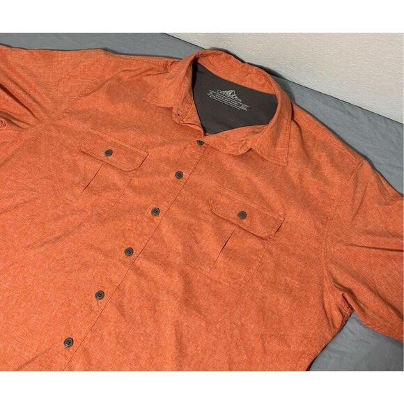 Men's short sleeve Orange VENTED BUTTON UP POCKETS QUICK DRY Camp shirt SZ XL - Picture 5 of 10
